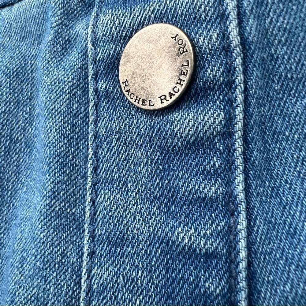 Rachel Rachel Roy Medium Blue Wash Button Placket A-Line Mini Denim Jean Skirt - Picture 11 of 13